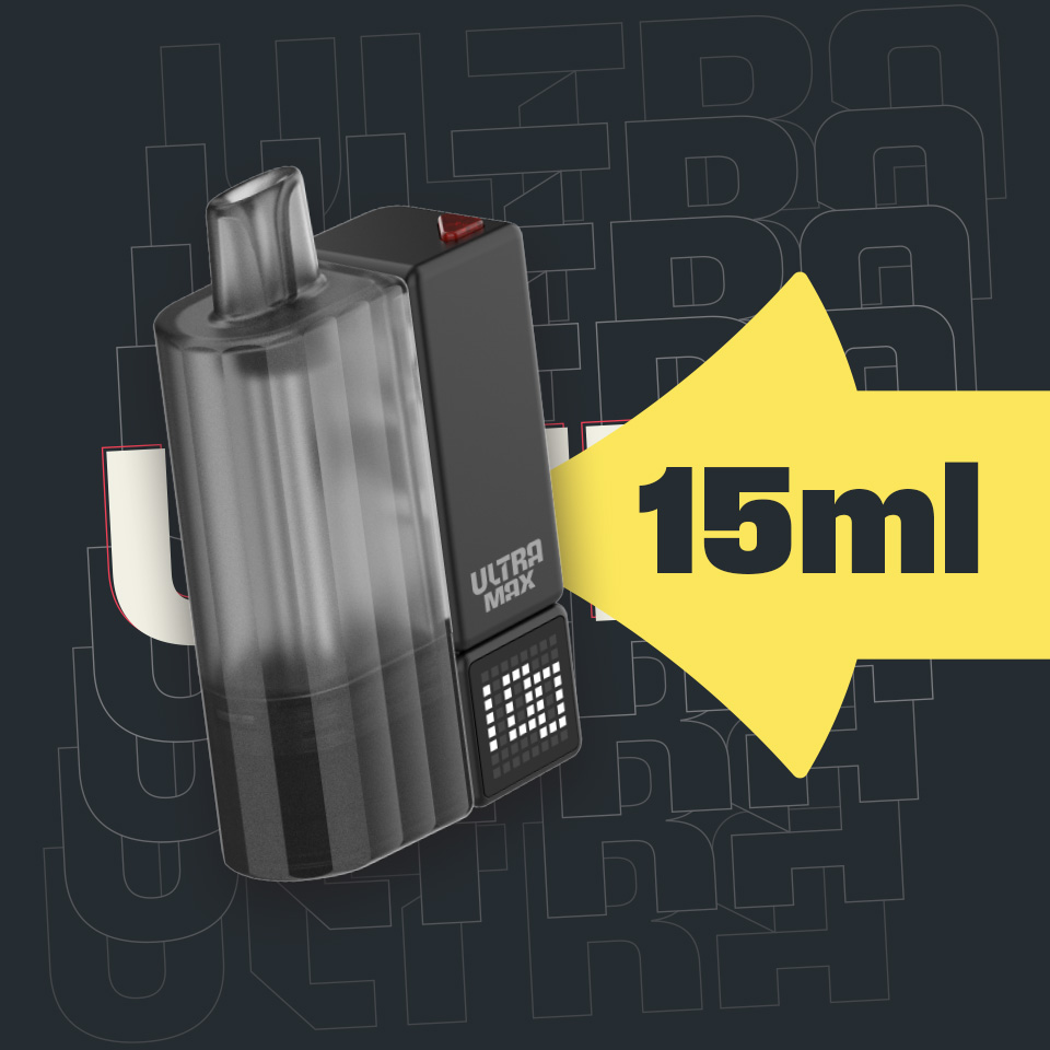 Totally Wicked Ultra Max Pod-Gerät mit 15ml-Tankkapazität und digitaler Anzeige.